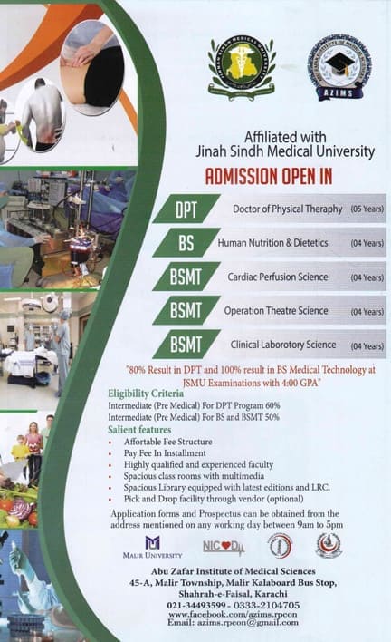 Azims University Admission Open Advertisement